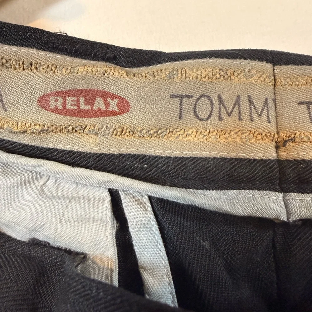 Tommy Bahama Pants Mens 34x32 Black Silk Cotton‎ Pleated Dress Slacks Luxury
